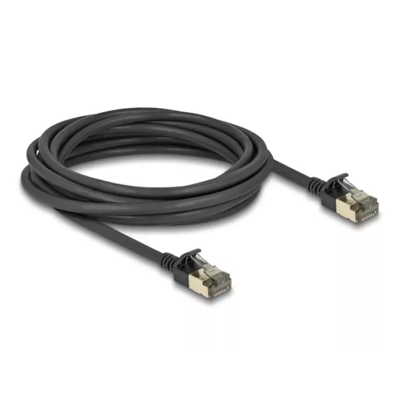 Verkkokaapeli DeLOCK RJ45 Cat.8.1 F/FTP ohut Pro 5 m musta