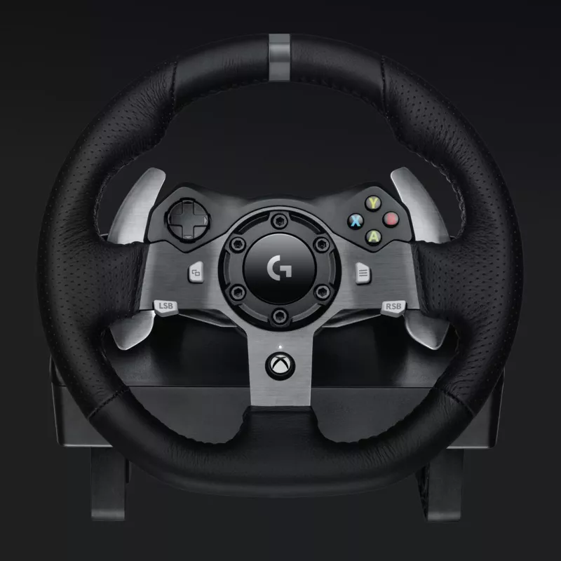 Logitech G920 Driving Force kilpa-ajoratti ja polkimet Xbox One -konsolille ja PC:lle, USB, musta (941-000123)