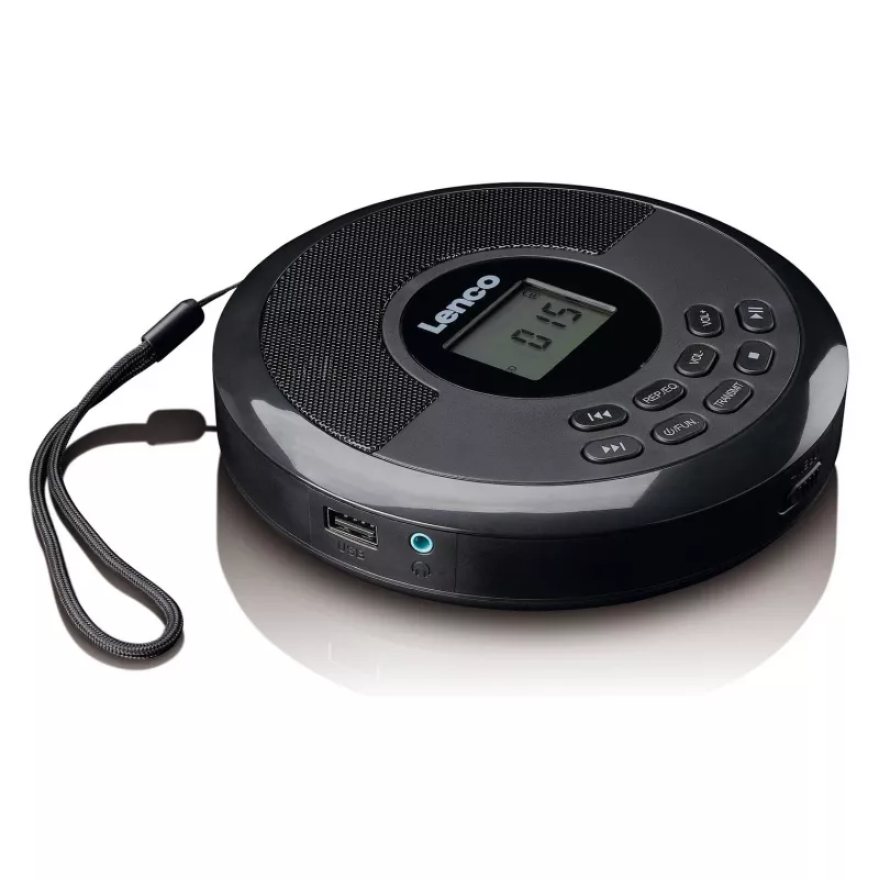 Kannettava CD-soitin Lenco CD-340BK — musta, kannettava muotoilu