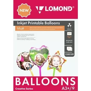 Lomond mustesuihkutulostettavat ilmapallot A3+, 9 arkkia (pallo/sydän/tähti) kaksipuolinen