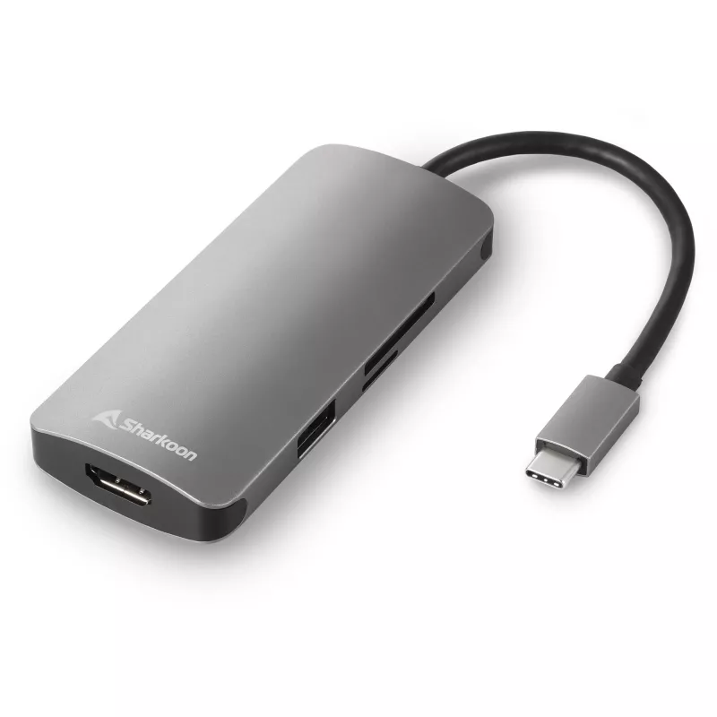 Moniporttisovitin Sharkoon USB 3.0 Type-C 3.2 Gen 1 harmaa