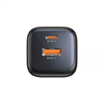 Seinälaaturi Unitek P1128ABK01-EU – 2-porttinen GaN USB‑C & USB‑A, yhteensä 20W, musta