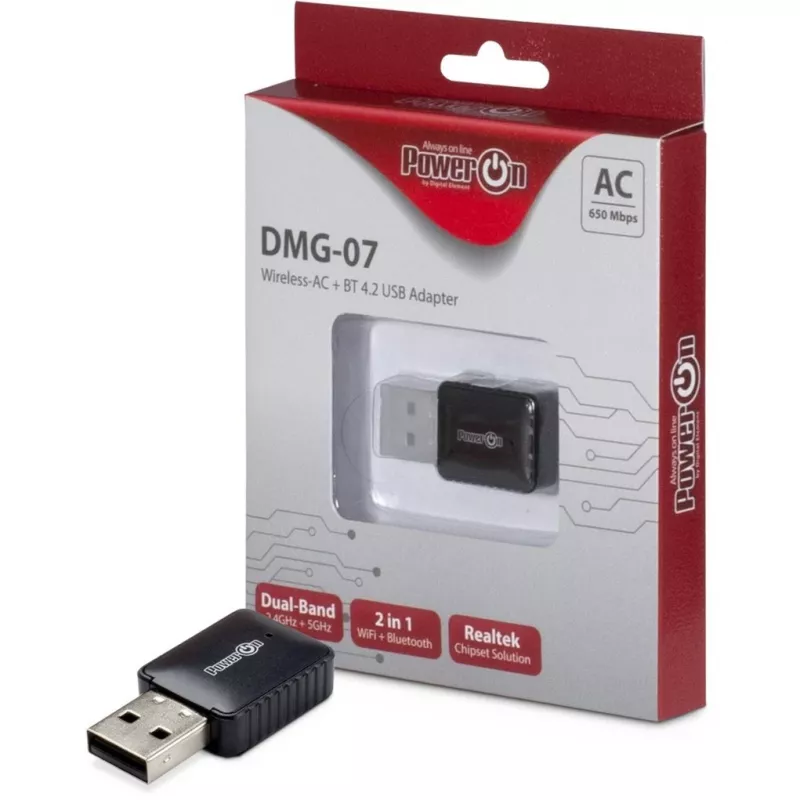 Inter-Tech DMG-07 – langaton – USB – WLAN / Bluetooth – Wi-Fi 5 (802.11ac) – 650 Mbit/s – musta (88888146)
