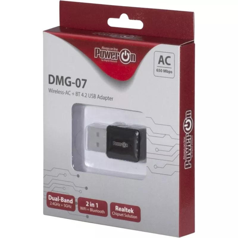 Inter-Tech DMG-07 – langaton – USB – WLAN / Bluetooth – Wi-Fi 5 (802.11ac) – 650 Mbit/s – musta (88888146)