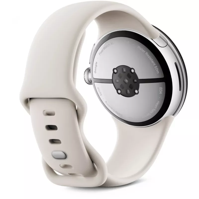 Google Pixel Watch 3 45 mm Wi-Fi älykello, kiillotettu hopea (Porcelain)