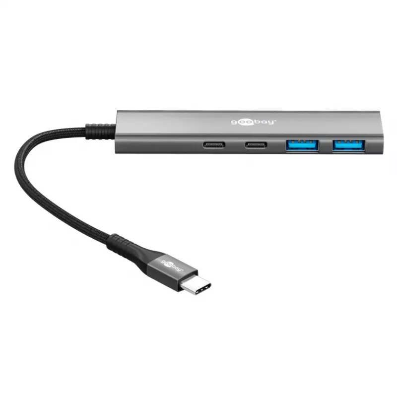 Goobay Slim 4-porttinen USB-keskitin USB-C - USB-A 5 Gbit/s - Plug USB 3.2 (76563)
