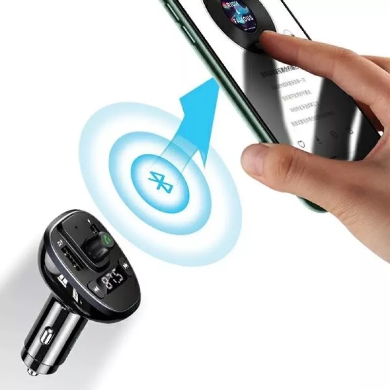 USAMS US-CC115 C21 auto-FM-lähetin kaksois-USB-laturilla, Bluetooth 5.0, 3,4 A, musta