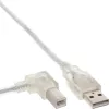 Microconnect USBAB5ANGLED-L USB-kaapeli USB 2.0 5 m USB A USB B valkoinen