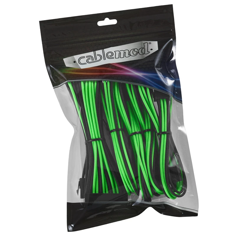 Jatkokaapelisarja CableMod CM-CAB-CKIT-N86KKLG-R — 8+6-pin virtajatkot, musta/vihreä