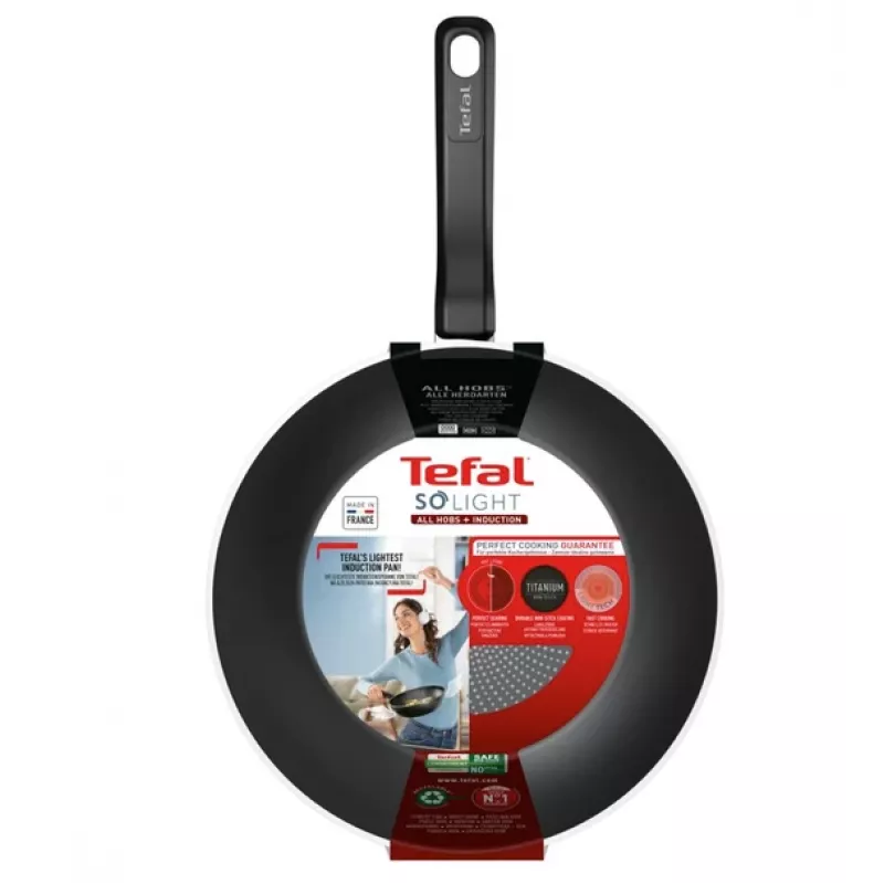Wokkipannu Tefal So Light 28 cm — induktio, tarttumaton pinnoite, kevyt