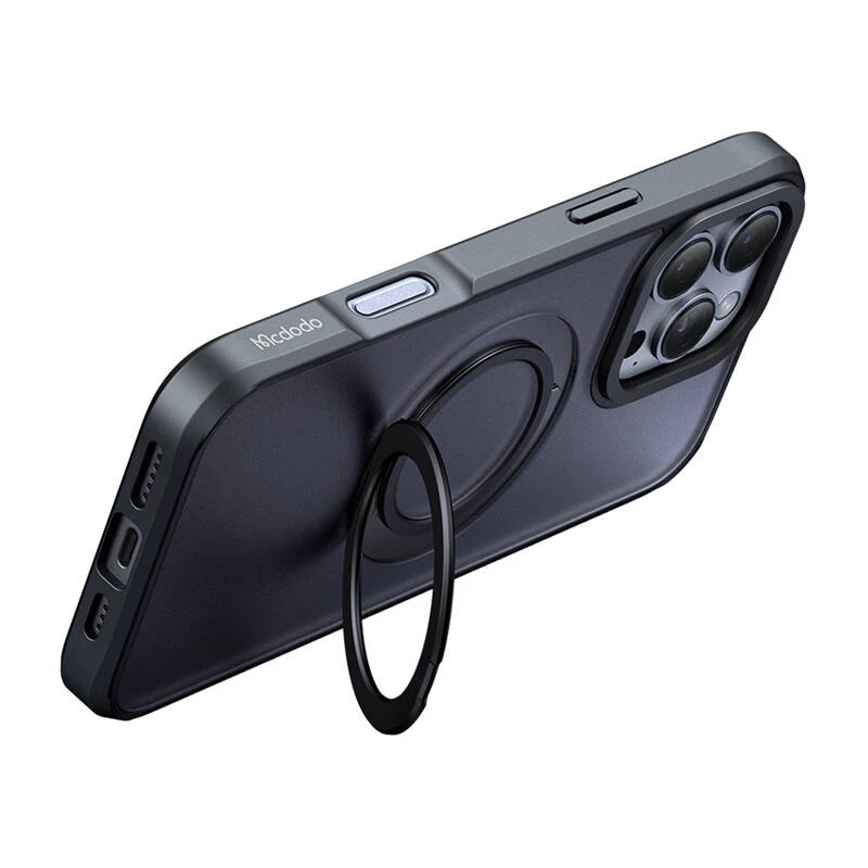 McDodo PC-4933 MagSafe-suojakotelo iPhone 16 Pro Max sisäänrakennetulla jalustalla, musta