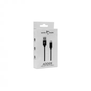 USB-USB-C-kaapeli White Shark Adder 2 m – lataus- ja tiedonsiirtokaapeli, valkoinen