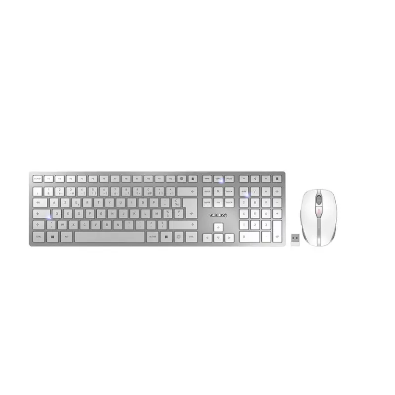 CHERRY DW 9100 ohut näppäimistö ja hiiri sisältyy yleiskäyttöön RF langaton + Bluetooth AZERTY ranska hopea