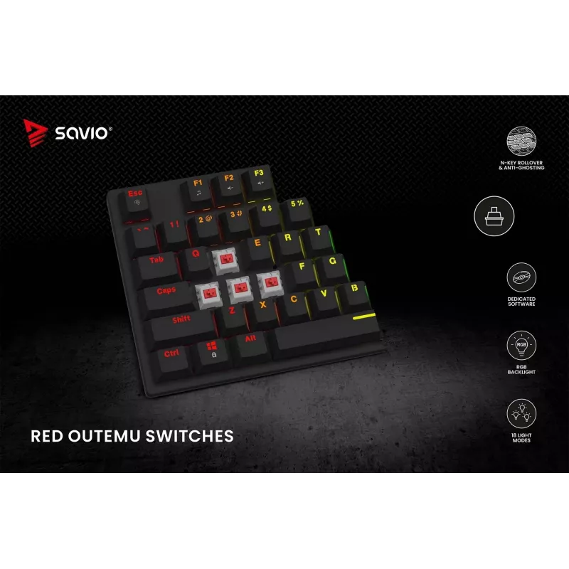 Mekaaninen näppäimistö RGB Tempest X2 Outemu Red Savio Savgk-tempest X2 Red