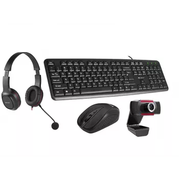Tracer 4in1 Multi Office Set 46695: USB-näppäimistö, langaton hiiri, web-kamera, kuulokkeet
