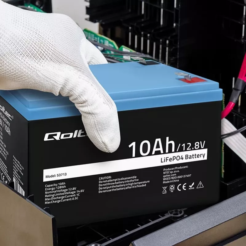 Akkupaketti LiFePO4 QOLTEC 10Ah 12,8V 128Wh integroidulla BMS:llä