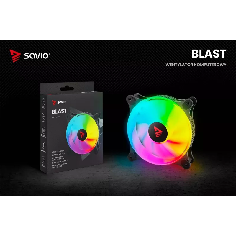 SAVIO Blast 120mm ARGB PWM kotelotuuletin - musta