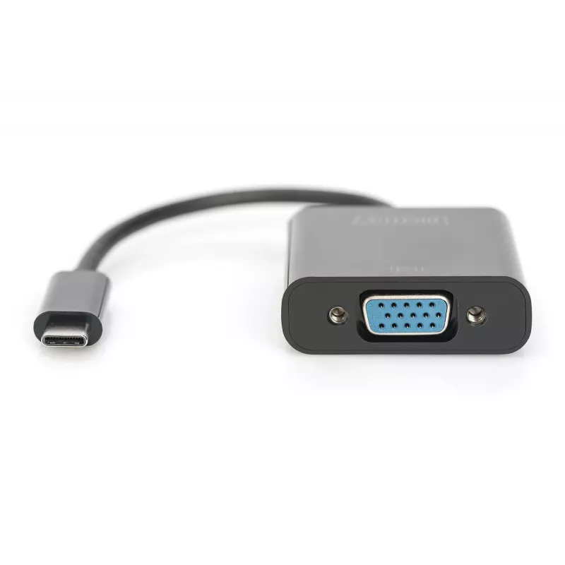 DIGITUS DA-70853 USB-C - VGA-sovitin, Full HD 1080p, musta