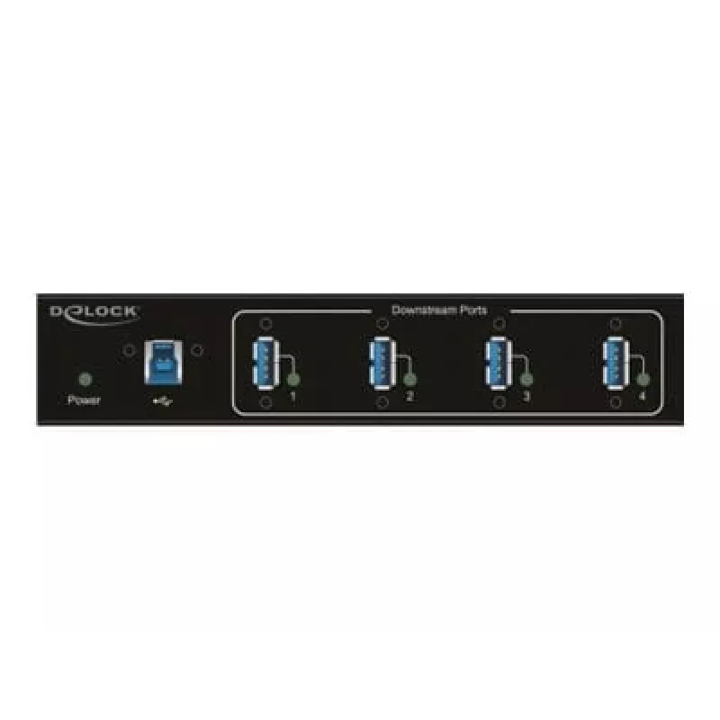 Delock 63309 ulkoinen teollisuus-USB-keskitin, 4 x USB 3.0 Type-A, 15 kV ESD-suojaus, metallikotelo, seinäasennettava