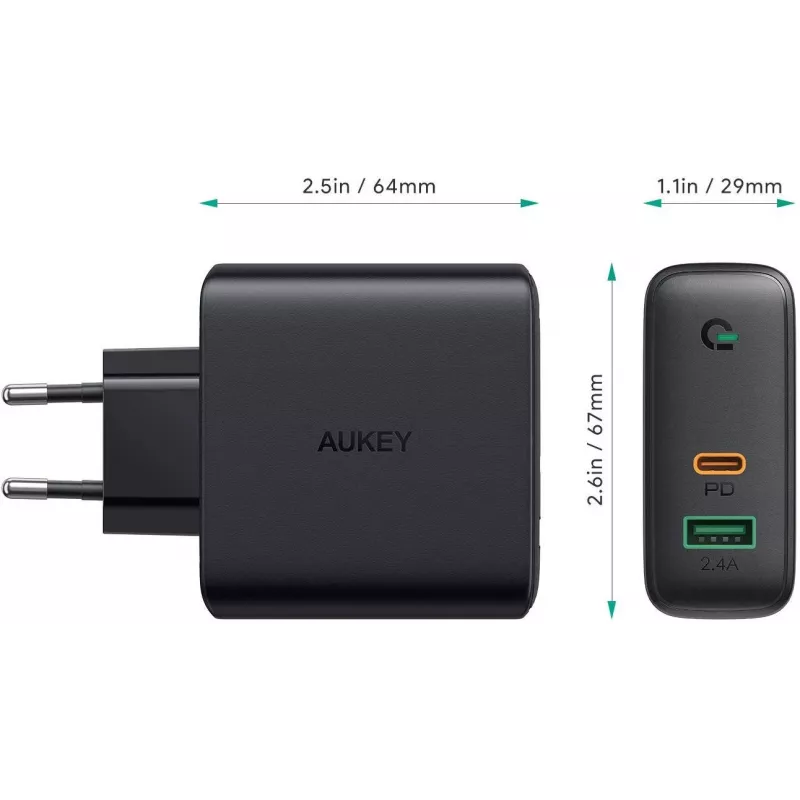 PA-D3 seinälaturi 2xUSB Power Delivery (1xUSB+1xUSB C) 5,4A 60W Dynamic Detect