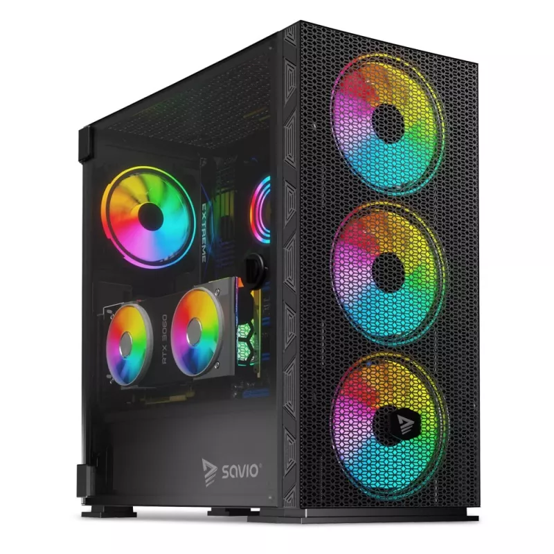 SAVIO PC-kotelo Raptor X1 ARGB lasi/mesh musta