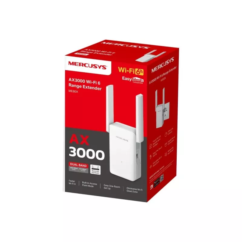 Mercusys ME80X verkkolaajennin, valkoinen 100, 1000 Mbit/s
