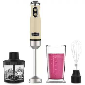 Käsivatkain CECOTEC Power Mixer RetroGelb 1200MAX Cream&Crush, 1200 W, useita nopeuksia, taikinakoukut ja vatkaimet