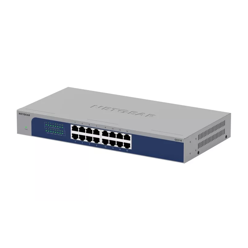 NETGEAR GS516-300EUS verkkokytkin hallitsematon Gigabit Ethernet (10/100/1000) harmaa