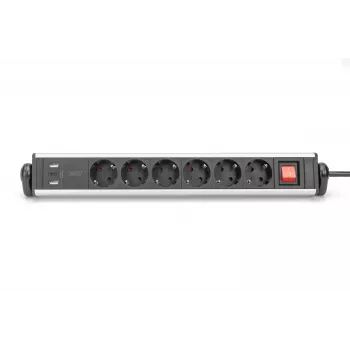 Digitus 6-osainen toimistopistorasia, jossa 3x USB-liitäntää, 1,5 m kaapeli