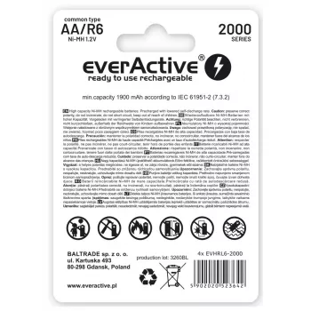 Everactive EVHRL6-2000 kotitalousparisto uudelleenladattava paristo AA nikkelimetallihydridi (NiMH)
