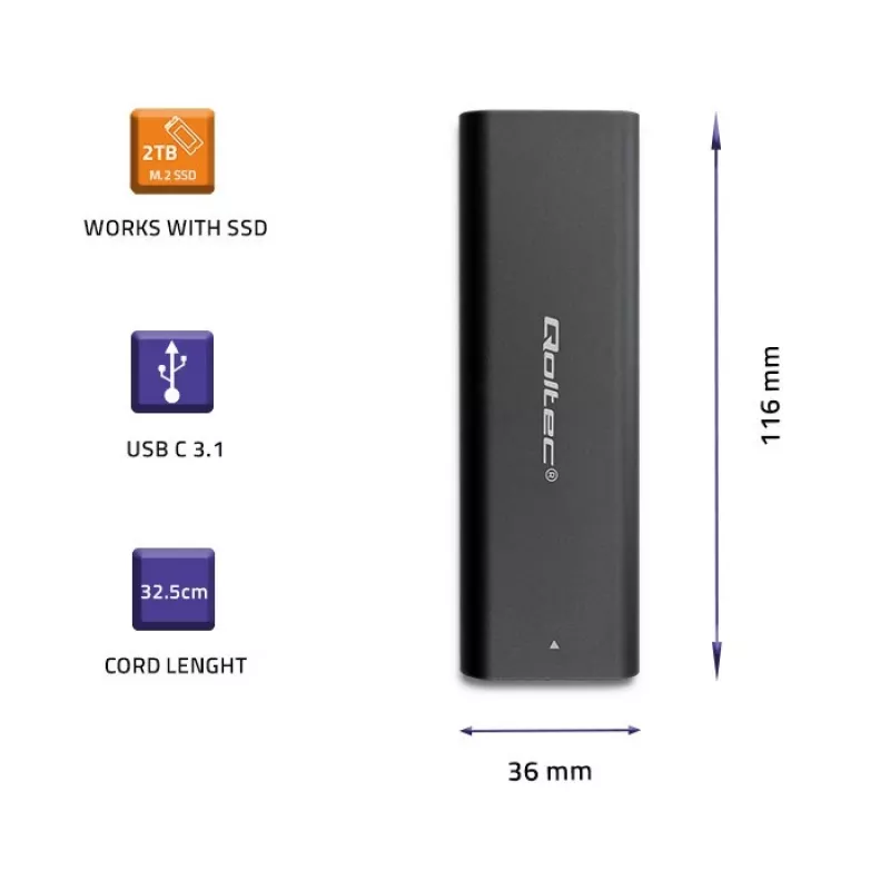 Kotelo M.2 SATA SSD -asemille | NGFF | USB Type-C