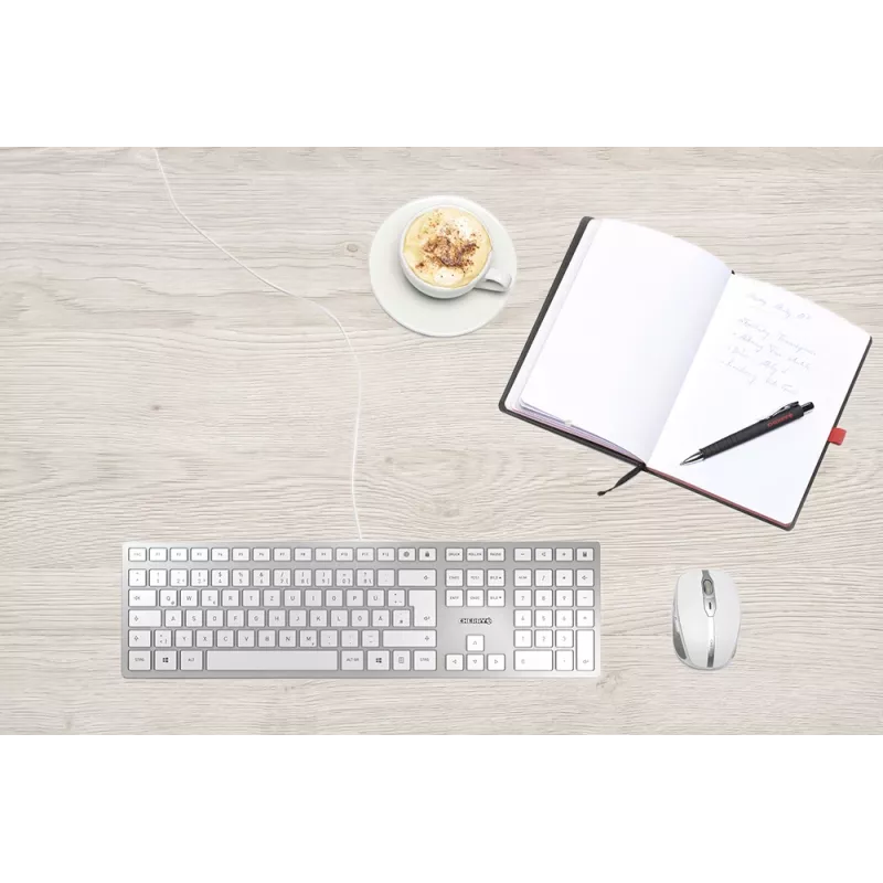 CHERRY KC 6000 -näppäimistö ohut yleiskäyttöön USB QWERTZ saksa hopea