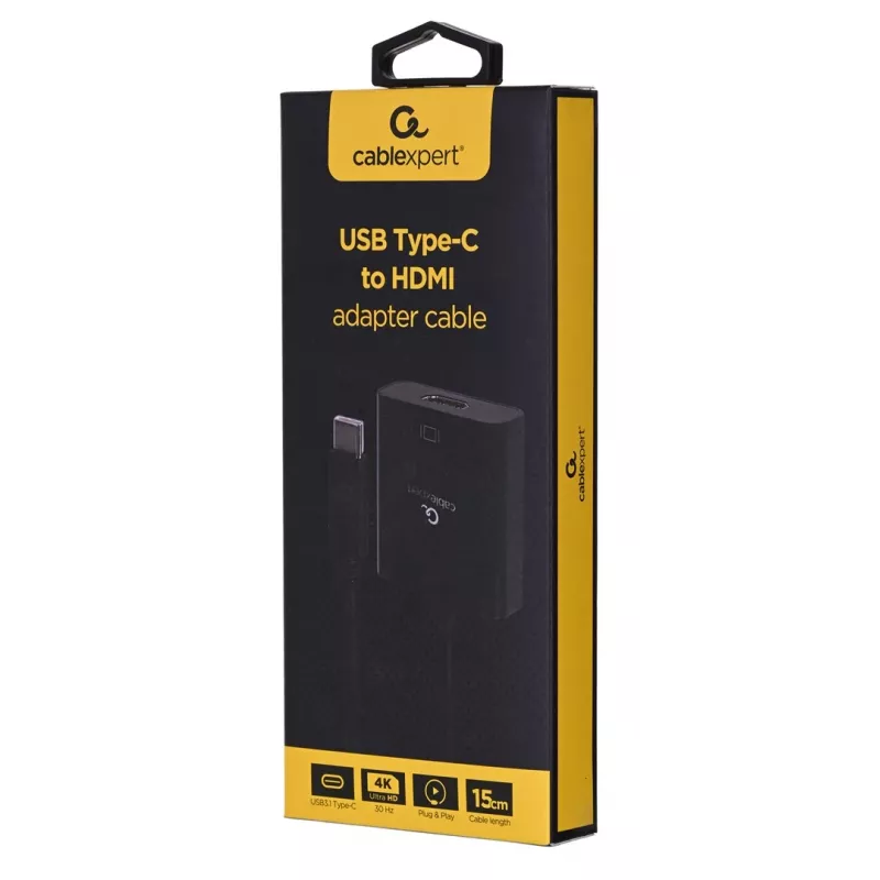 USB Type-C - HDMI -sovitin Gembird A-CM-HDMIF-03, USB 2.0/3.2 Gen2, 3840×2160@30Hz, musta