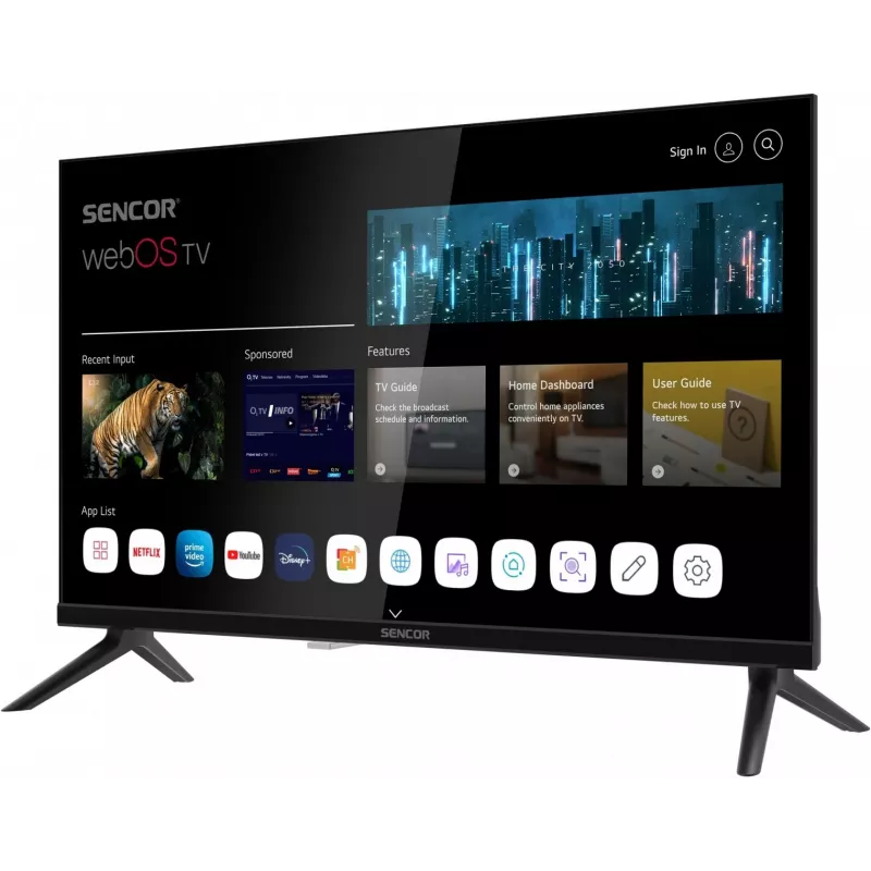 24 tuuman LED Smart Display -televisio SENCOR SLE 24S830MB — HD-resoluutio, energiatehokkuusluokka E