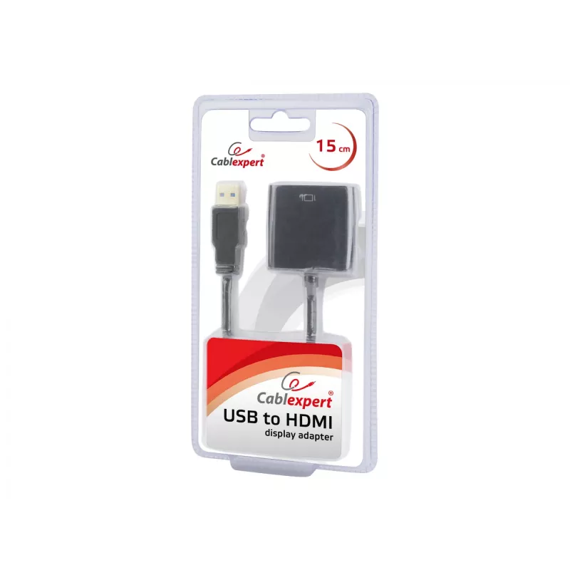 USB-näytönohjainadapteri GEMBIRD A-USB3-HDMI-02, HDMI-lähtö, jopa 1920x1080, musta, 36 g