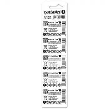 Nappiparisto everActive CR2430 litium 3 V, 24,5 mm × 3 mm, 5 kpl:n pakkaus