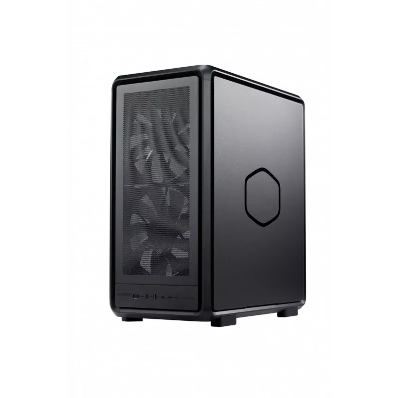 PC Midi Tower Cooler Master MasterFrame 500 Mesh — musta läpinäkyvällä sivulla, tukee ATX/EATX, 2x200 mm edessä, 1x120 mm takana