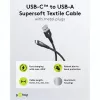 Goobay USB-C-kaapeli Fabric Supersoft metalliliittimillä, 2 m, musta (2m, USB 2.0, 60W), USB-kaapeli