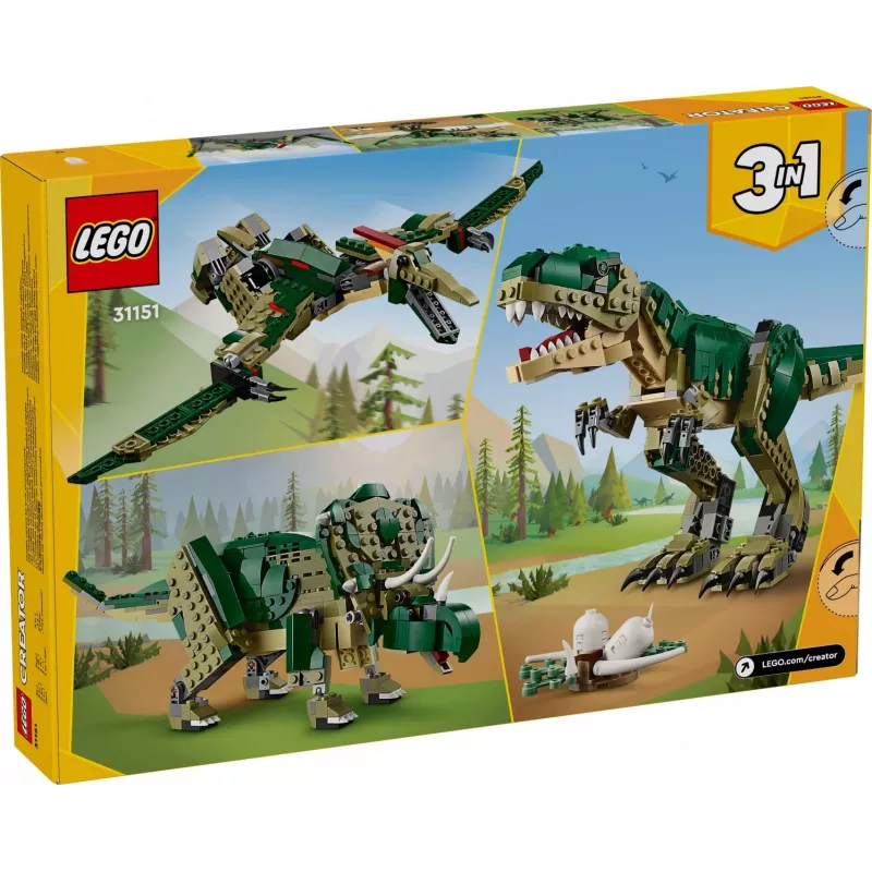 Rakennuslelu LEGO Creator 3-in-1 T.Rex rakennussarja, 626 osaa, 150 mm korkeus, ikä 9+