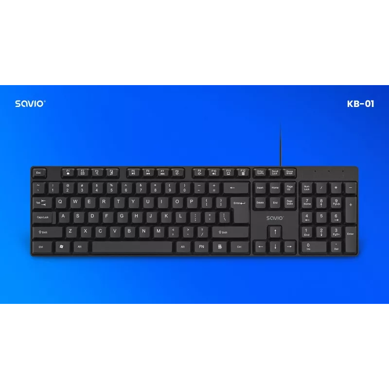 Savio KB-01 näppäimistö Home/Office USB QWERTY US Englanti musta