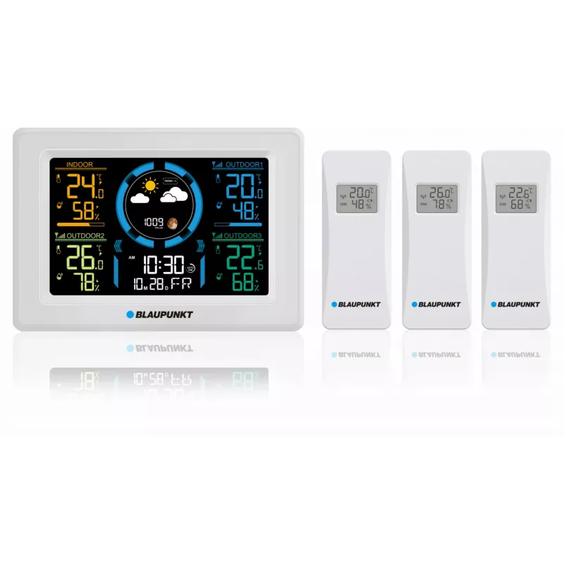 Langaton sääasema BLAUPUNKT WS40WH sisä-/ulkölämpötilan ja -kosteuden seurannalla