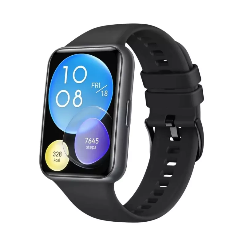 Silikoniranneke FIXED Huawei Watch Fit 2 – musta, vaihtoranneke pehmeä joustava