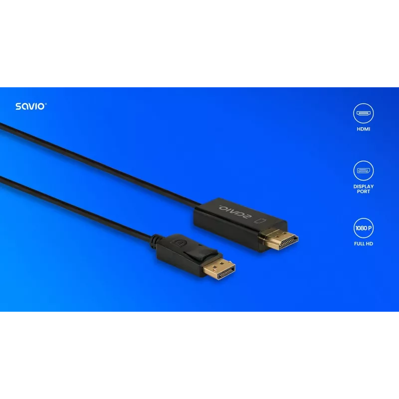 Kaapeli Display Port - HDMI 1,5m, CL-183 Savio SAVKABELCL-183