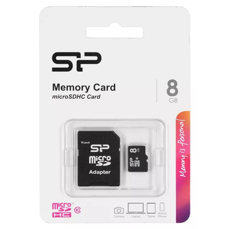 Silicon Power SP008GBSTH010V10SP muistikortti 8 GB MicroSDHC Class 10