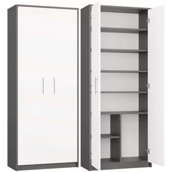 OLIV 2D suljettu hyllykkö, antrasiitti/valkoinen SET
