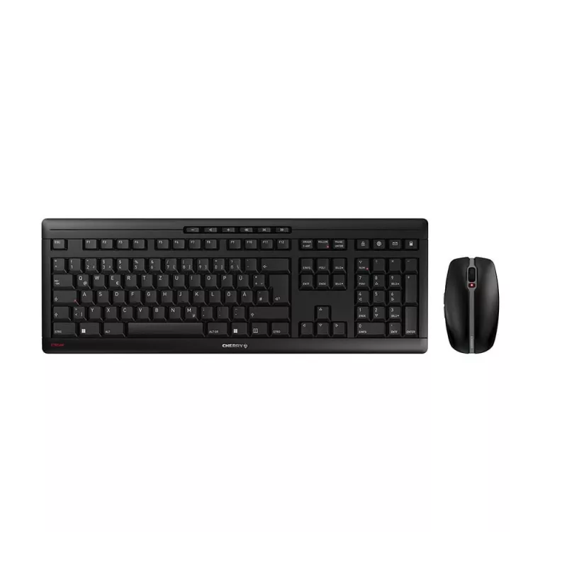 CHERRY Stream Desktop Recharge -näppäimistö ja -hiiri sisältää Universal RF Wireless QWERTZ saksa musta