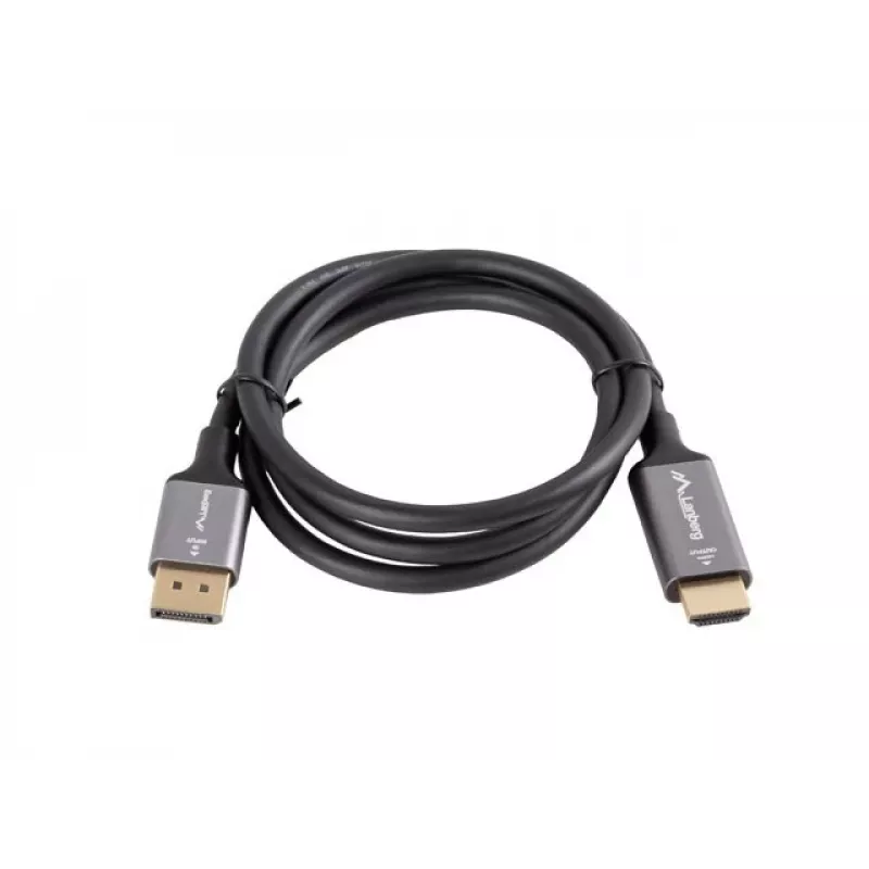 DisplayPort(M)-HDMI(M)-kaapeli 1 m 4K musta ja hopea