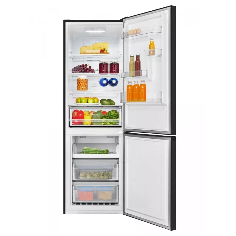 Amica FK3506D.2F(E) jääkaappipakastin, pakastin alhaalla, 226 l jääkaappi + 96 l pakastin, Total No Frost, energialuokka E, musta