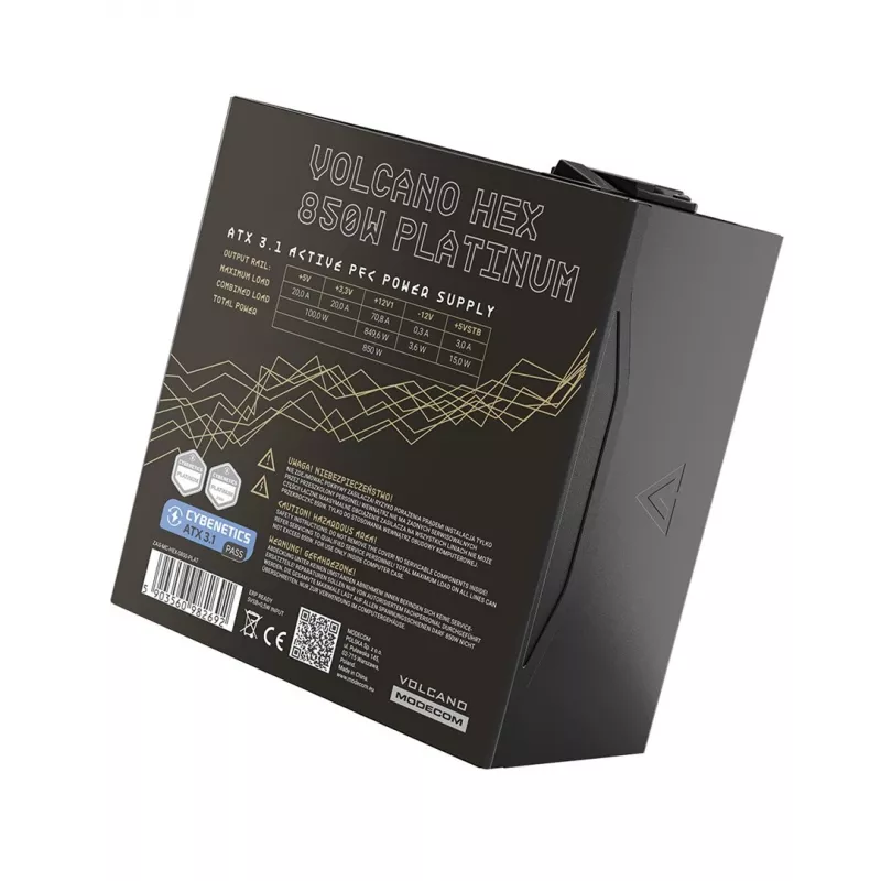 Virtalähde MODECOM Volcano Hex 850W Platinum modulaarinen ATX 850 W 80 Plus Platinum
