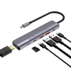 USB Type-C -keskitin CANYON DS-17 — HDMI, USB 3.2 Gen 1 A, USB-C, MicroSD, 10000 Mbit/s, harmaa